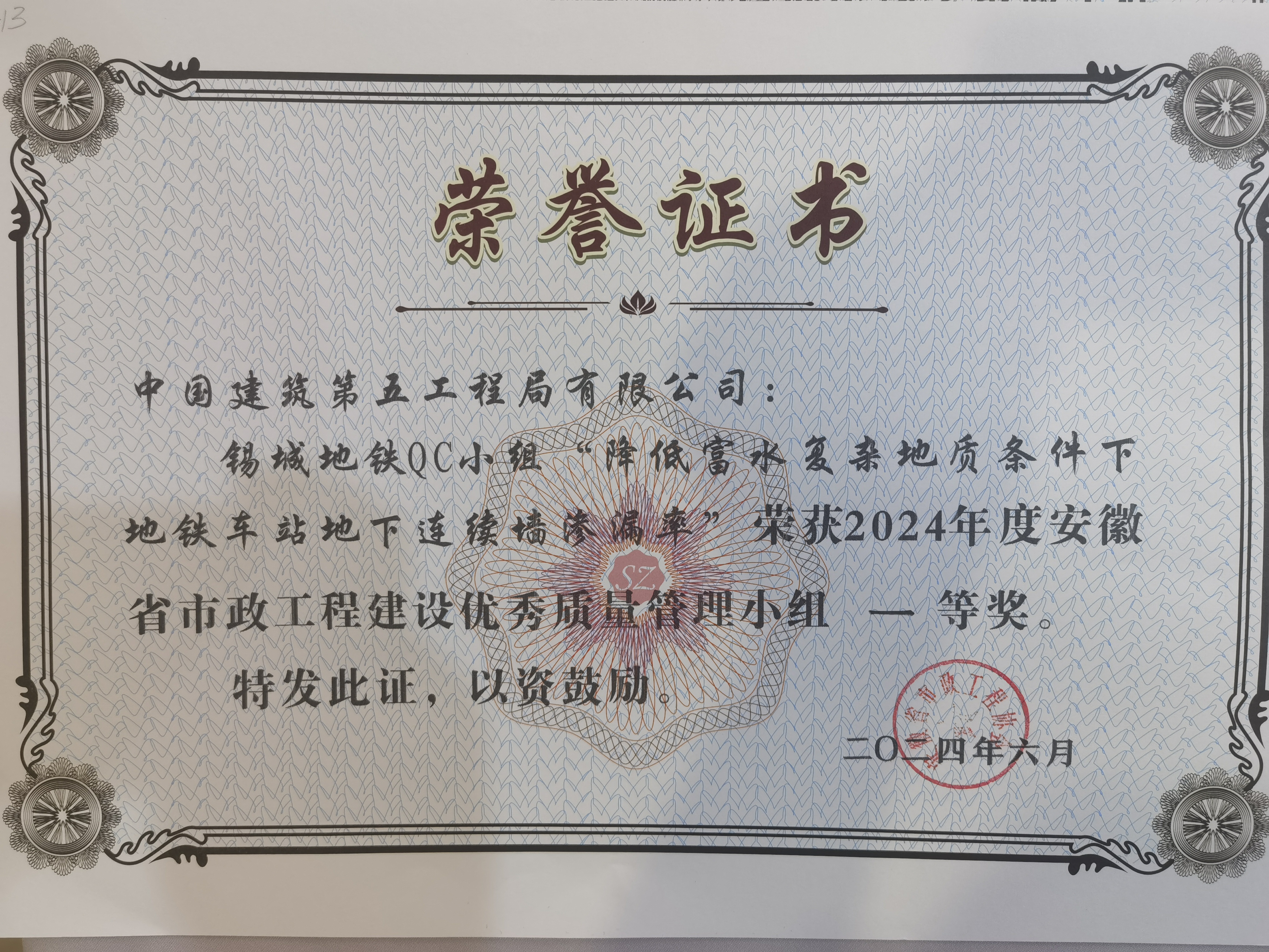 安徽省市政工程建设优秀质量管理小组一等奖.jpg